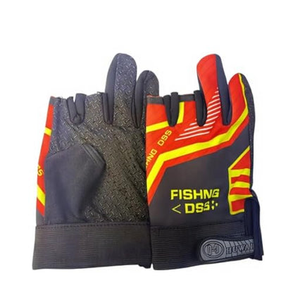 Fingerless Fishing Gloves, Sun Protection Breathable Gloves for Men and Women, Lightweight Quick-Dry Gloves for Fishing, Kayaking, Hiking and Outdoor Activities - color: red