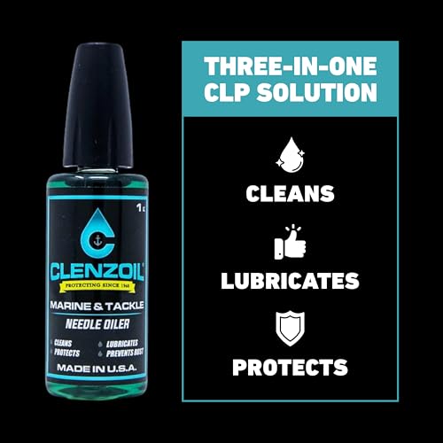 CLENZOIL Marine & Tackle - Fishing Gear Oil Lubricant - for Fish Care Reels, Boat Motors, Downriggers & More - Easily Oils Applicator - size: 2 x 1 oz Needle Oiler