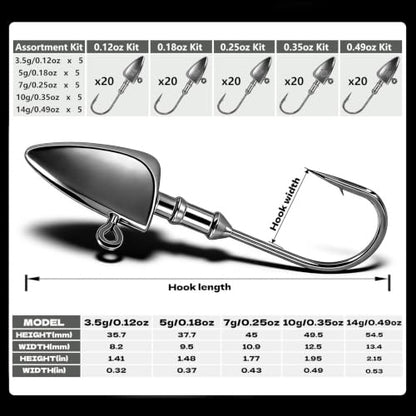YOTO Weedless Bullet Jig Heads Weighted EWG Offset Hooks for Texas Rig Bass Fishing, Anti-Snag Swimbait Darter Head for Soft Plastics - style: 1/2 Oz 20pcs
