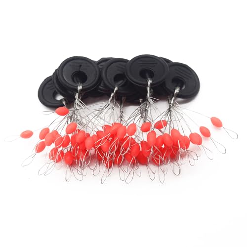 6 in 1 Fishing Bobber Stopper,Soft Silicone Float Sinker Stops,100Pcs Cylinder,Oval Float Stop Stoppers… - color: Red-Oval, size: Large
