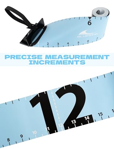 BLUEWING 96" Fishing Ruler: Portable, Roll-Up, Waterproof, Folding Fish Measuring Tape with Bump Board for Tuna, Marlin, Shark, Mahi, Swordfish, Tournament Use - color: Blue - 96in