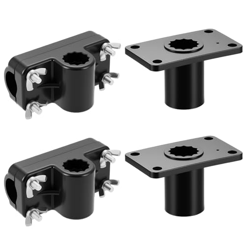 Sanwuta 4 Pack Adjustable Fishing Rod Holder Deck Mount Set, Boat Raft Fishing Holder Mounts Bracket with Clamp Base for Marine Fish Tackle Pontoon Kayak Gear Accessories