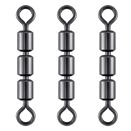 Dr.Fish High Speed 3 Roller Swivels, Bead Chain Barrel Swivels Fishing Tackle Trolling Rolling Leader Lure Connector Salmon Walleye Freshwater - size: #8-40LB