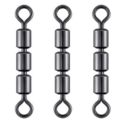 Dr.Fish High Speed 3 Roller Swivels, Bead Chain Barrel Swivels Fishing Tackle Trolling Rolling Leader Lure Connector Salmon Walleye Freshwater - size: #4-73LB
