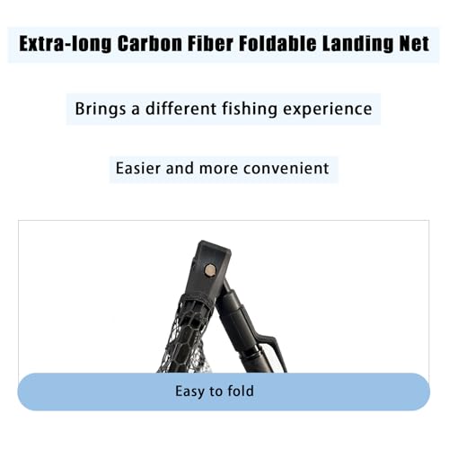 101.5in Large Fishing Net with Handle Carbon Fiber Coated Rubber Telescoping Minnow Long Landing Pond Net Collapsible Kayak Folding Fish Net - color: Carbon fiber