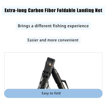 101.5in Large Fishing Net with Handle Carbon Fiber Coated Rubber Telescoping Minnow Long Landing Pond Net Collapsible Kayak Folding Fish Net - color: Carbon fiber