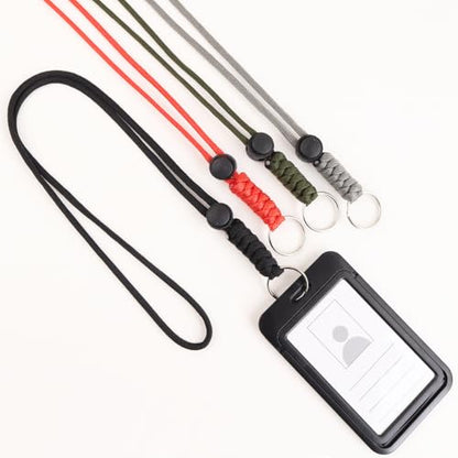 Anjiucc 20pcs Braided Lanyard Keychain, Neck Badge Lanyard with Keyring Adjustable Length for Keys Whistle ID Card Holder - color: Black + Green