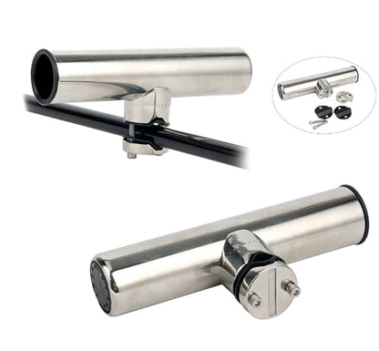 Amarine Made Rod Holders, Stainless Clamp on Fishing Rod Holder with Rubber Padding for Rails 7/8" to 1" (4-Pack)