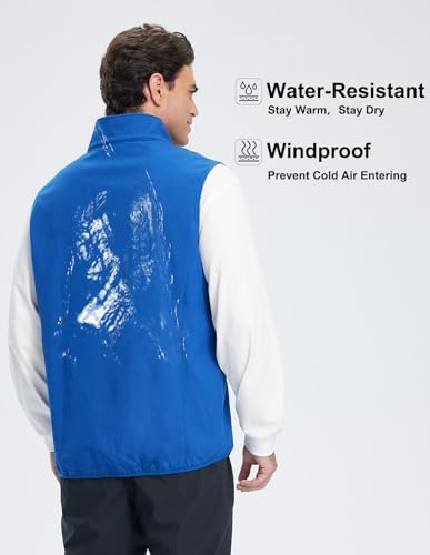 Men's Softshell Vest Fleece-Lined Windproof Sleeveless Jacket for Travel Hiking Fishing Running Golf - color: Midnight Blue, size: Medium