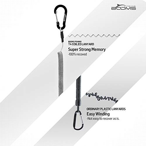Booms Fishing T04 Fishing Lanyards Fishing Tool/Pole Safety Coil Lanyard Retractable Wire Inside Tup Cover - color: 6pcs / pack_black