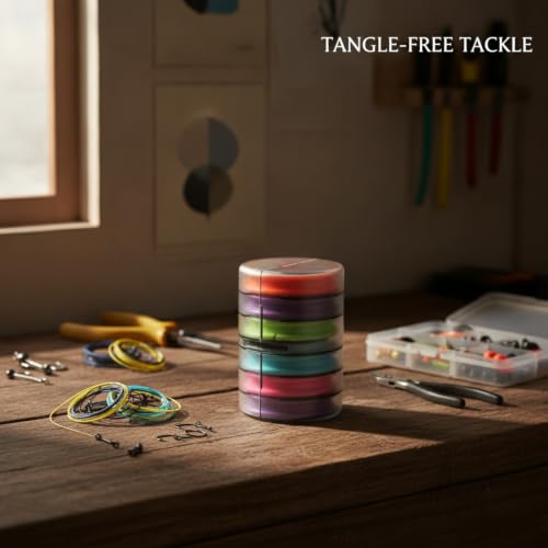 Fishing Line Storage Box, Multi-Axis Spool Organizer for Tackle Management, PP Plastic Container (1 PC) - size: 2.44 x 2.44 x 3.54 in