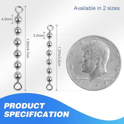 OROOTL Fishing Bead Chain Swivels, 20/40pcs Fishing Swivels Stainless Steel High Speed Trolling Swivels Catfish Swivel Fishing Balls Chain Swivels Fishing Tackle for Freshwater Saltwater - style: 1/8"(3.2mm)-20pcs