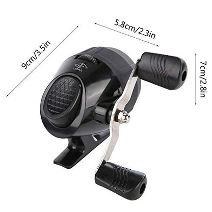 Fishing Wheel Portable Spincast Fishing Reel Slingshot Outdoor Shooting Harpoon Dart Reel - color: black