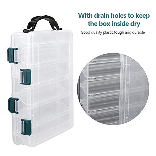 Double-Sided Fishing Lure Hook Tackle Box, Clear Visible Plastic Lure Case, Fishing Tackle Accessory Storage Box Case Container(10 Slots)