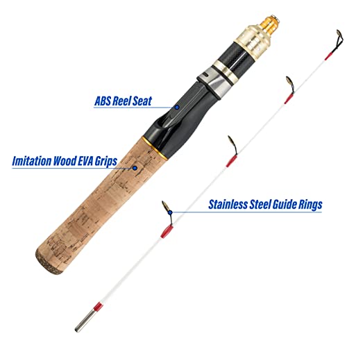 Dr.Fish Ice Fishing Rod and Reel Combo Ice Fishing Poles Gear Complete Kit Winter Spinning Pole and Reel Package Travel Jigs Lures Tackle