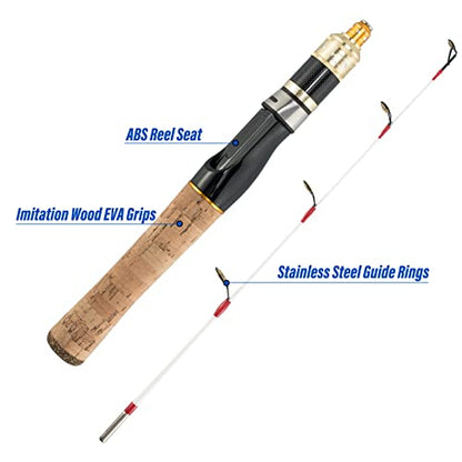 Dr.Fish Ice Fishing Rod and Reel Combo Ice Fishing Poles Gear Complete Kit Winter Spinning Pole and Reel Package Travel Jigs Lures Tackle