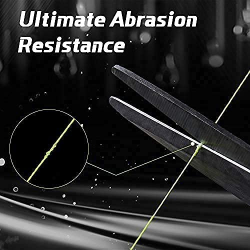 RUNCL PowerBraid Fishing Line 4/8/9 Strands, Braided Fishing Line 300/500/1000Yds - Seamless Weaving Tech, Enhanced Coating Tech, Zero Stretch, High Sensitivity, Smaller Diameter - Braid Line 15-115LB - color: Hi-Vis Yellow, size: 15LB-1000yds(4 Strands)