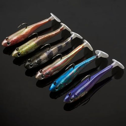 Soft Fishing Lures Swimbait Jig Heads Paddle Tail Swim Bait Pre-Rigged Swimbaits with Weighted Hooks Crankbait Swim Shad Lures for Bass Trout Walleye Fishing - size: 3.54in/9cm 0.59oz/16g