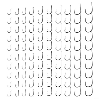 High Carbon Steel Fishing Hooks Set, Assorted Sizes Fly Fishing Hook Kit with Plastic Box, Barbed Terminal Tackle for Freshwater Saltwater Angling, 100 or 500 Pieces(500 per box) - size: 500 per box