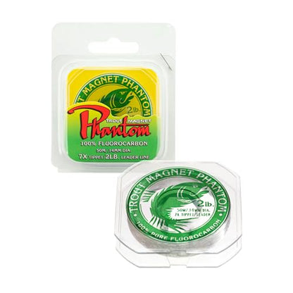 Trout Magnet Phantom Fluorocarbon Leader – Ultra-Invisible, 100% Fluorocarbon Clear Leader Line (Tippet) for Trout & Clear Water Fishing - 50 Meter Spool - size: 3lb, 6X Tippet