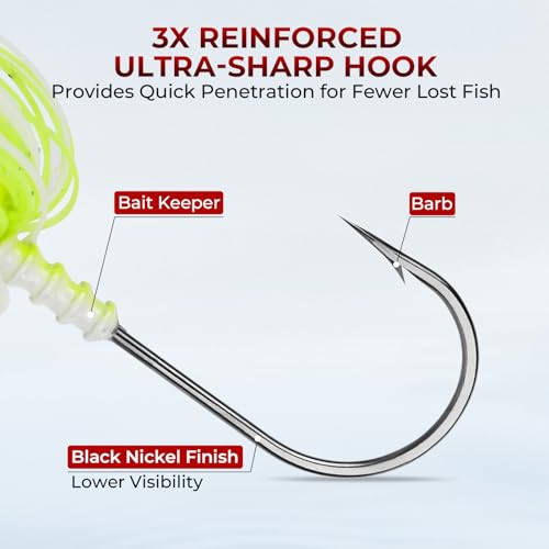 MadBite by KastKing Spinnerbait Fishing Lures, Bass Trout Salmon Walleye Stainless Steel Spinner Baits Kit, Saltwater Freshwater, 4 pcs - color: Clear Water - Colorado & Willow, size: 1/2oz