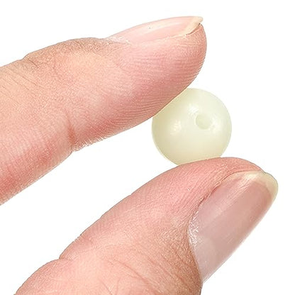 M METERXITY Glow Fishing Beads - Plastic Luminous Round Bait Egg Lure Rigs Apply to Outdoor Tackle Tool - color: White, size: 12mm