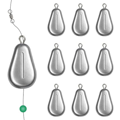 10pcs Fishing No-Roll Sinker Fishing Lead Weights Fishing Sinker Weights Assorted 10g 30g 50g Olive Heart Bass Casting for Catfish Rig, Surf Fishing - style: 10g/0.35oz-10pcs