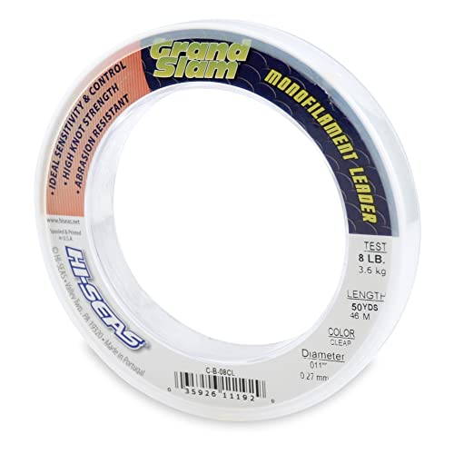 HI-SEAS Grand Slam Monofilament Fishing Leader - Superior Strong Clear Black, for Freshwater & Saltwater Big Game Bottom Fishing, Trolling - color: Clear, style: 50 Yd, 8 Lb, .011 in / 0.27 Mm