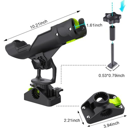 Combo Mount Fishing Rod Holders - 360 Degree Adjustable Boat Rod Rack - style: Rod Holder+track Mount