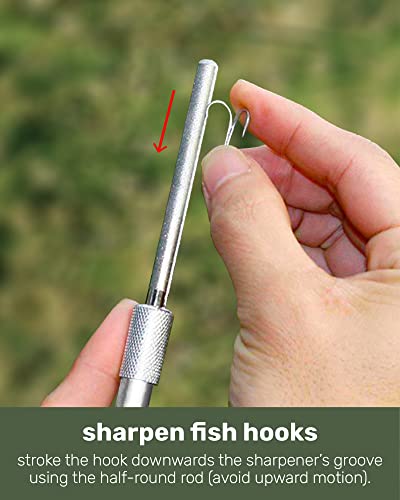 Wamery Serrated Knife Sharpener - Retractable Diamond Rod Pocket Sharpener for Serrated & Straight Blades - Multifunctional Sharpening Tool for Outdoor Kitchen Fishing Hunting (Silver) - color: Silver