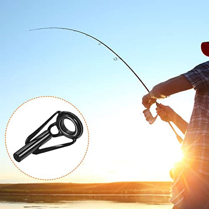 PATIKIL Tube Dia Fishing Rod Tips Repair Kit, Stainless Steel Black Guide Ring for Fishing - size: 3.0mm