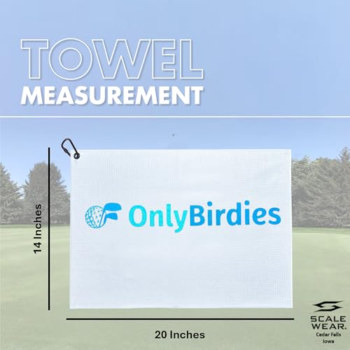 OnlyGolf Funny Microfiber Golf Towel – Large 14" x 20" Clip for Golf Bags Clubs Balls Perfect Golf Gag Gift Enthusiasts Waffle Men Premium Carabiner (White OnlyBirdies) - color: White Onlybirdies