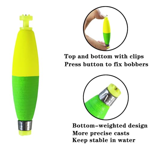 Weighted Bobbers for Fishing Floats EVA Foam Snap-on Fishing Bobbers for Crappie Bluegill Panfish Trout Catfish Bass 10 Packs - size: 2"
