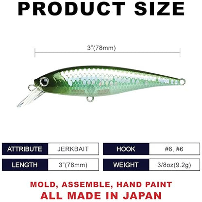 LUCKY CRAFT Pointer 78SP Fishing Lures, 3" Freshwater Bass & Trout Lures, Suspending 4ft-5ft Depth, Jerkbait, Bass Fishing Gear and Accessories, Ghost & Aurora - color: 489 MS Clear Lake Hitch