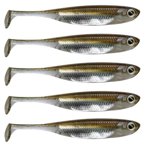 QualyQualy Soft Plastic Swimbait Paddle Tail Shad Lure Soft Bass Shad Bait Minnow Paddle Tail Swim Bait for Bass Trout Walleye Crappie - 2.75in, 3.14in, 3.94in, 5in - color: 5#, size: 2.75in - 6Pcs