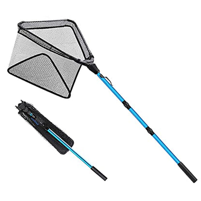 SANLIKE Aluminum Collapsible Telescopic Fishing Net for Ice Salt/Freshwater - color: Blue, size: Large