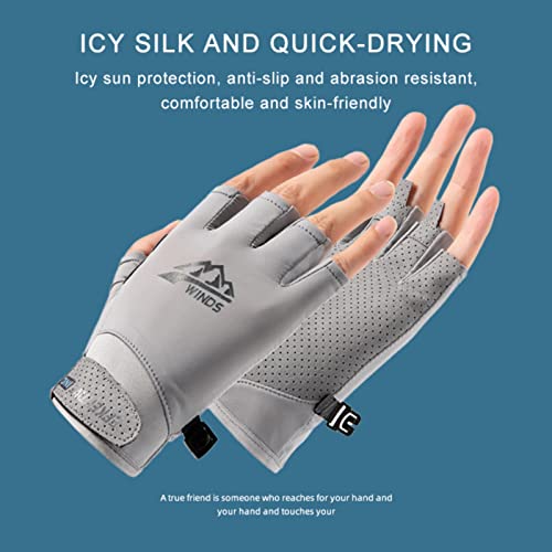 Hotfiary Fishing Gloves Sun Protection Fingerless Glove UV Protection Gloves UPF 50+ SPF for Men Women Kayaking Rowing Driving Hiking Sailing - color: Gray