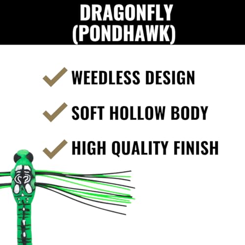 Lunkerhunt Dragonfly Lure | Most Realistic Topwater Insect Fishing Lures for Bass, Double Skirted Wings, Perfect Trouth and Pike Lure, Weedless Bait with Hooks for Outdoor Fishing Tools