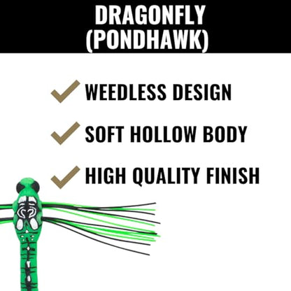 Lunkerhunt Dragonfly Lure | Most Realistic Topwater Insect Fishing Lures for Bass, Double Skirted Wings, Perfect Trouth and Pike Lure, Weedless Bait with Hooks for Outdoor Fishing Tools