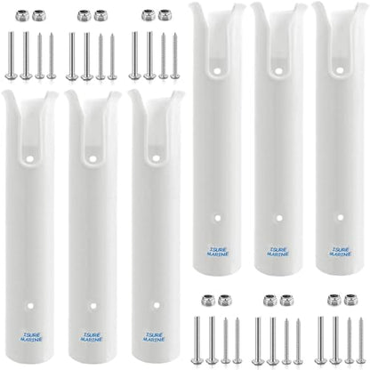 ISURE MARINE Fishing Rod Holder Bracket Wall Mounted Boat Side Mount Tool Holder Tube Links with Screws 2/3/4/6 Pole Tube (White/Black) - color: 6-Pole White