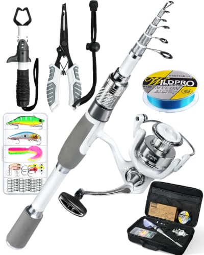 Ghosthorn Fishing Rod and Reel Combo Carbon Fiber Telescopic Fishing Pole Carrier Bag Portable Kit Saltwater Freshwater - size: 2.1m 7ft, style: Fishing Kit With Plier&lip Gripper