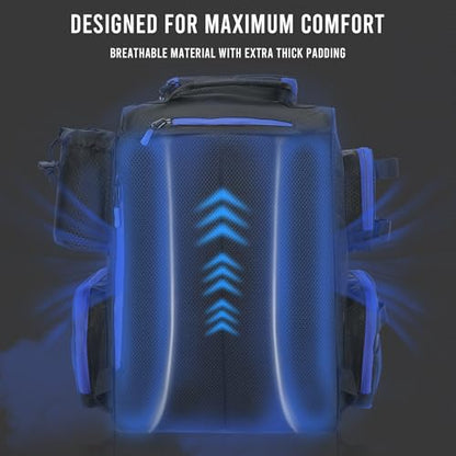Large Fishing Backpack with 4 Tackle Boxes - Waterproof Fishing Tackle Backpack with Fishing Rod Holder - Heavy Duty 43L Fishing Tackle Box for your Fishing Lures and Fishing Gear