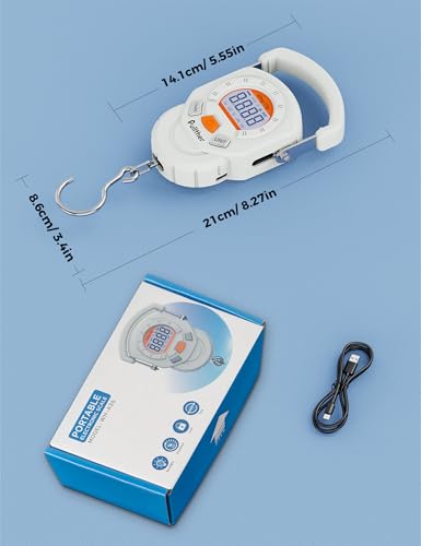Fish Scale, Max 130lbs Fishing Scale,Multi-Mode Pound/Ounces & Kilograms,LCD Display - style: White USB