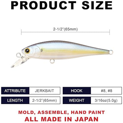 LUCKY CRAFT Pointer 78SP Fishing Lures, 3” Jerkbait Freshwater Bass & Trout Lures, Suspending 4ft–5ft Depth, Jerkbait with Walk-the-Dog Action, Precision Bass Fishing Gear and Accessories - color: 250 Chartreuse Shad, size: PT65