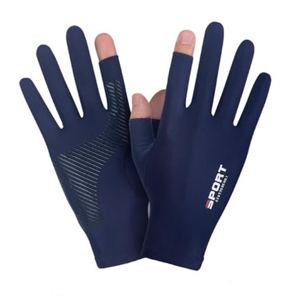 SUJAYU UV Protection Gloves - Driving, Sailing, Kayak & Paddling Gloves with Sun Protection for Men & Women - color: Blue, size: Large