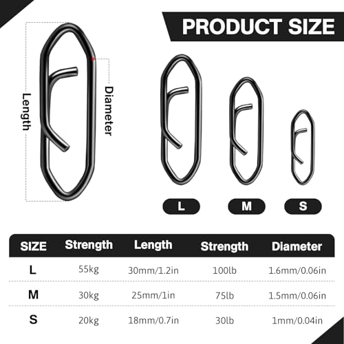 Speed Clips for Fishing Lures, Fishing Speed Clips, Fishing Snaps Saltwater, Freshwater Stainless Steel, Fishing Quick Clips, Fishing Clips Quick Change - color: Large