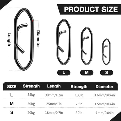 Speed Clips for Fishing Lures, Fishing Speed Clips, Fishing Snaps Saltwater, Freshwater Stainless Steel, Fishing Quick Clips, Fishing Clips Quick Change - color: Large