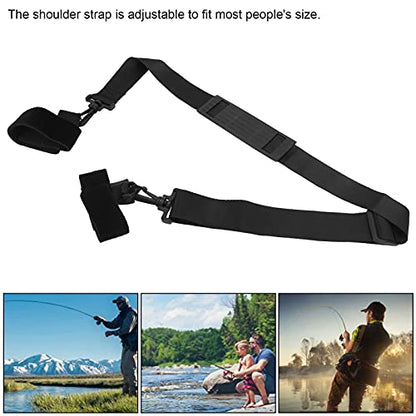 Fishing Rod Shoulder Strap | Adjustable Carry Sling for 2 + Rods | Convenient Fishing Pole Holder / Travel Band | Lightweight Nylon & EVA Material