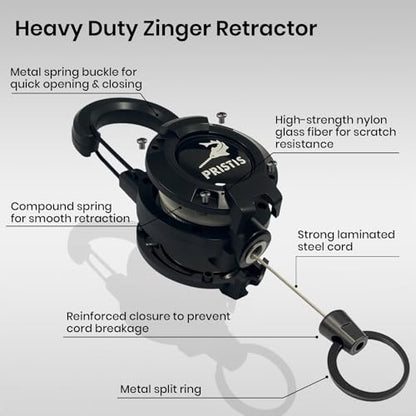 Pristis Micro Pocket Pliers with Zinger Retractor, Small Saltwater Resistant Aluminum Hook Remover with Tungsten Braided Line Cutter, O Ring Split Gear, Bass Fish Multi Tool Kit Fly Fishing Accessory