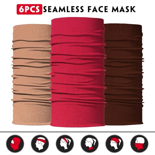 Venswell Neck Gaiter Face Mask Men Women,Seamless Bandana Rave Face Cover Scarf Mask,Balaclava,Headband, Head Wrap,Headwear - color: A-women Solid 2